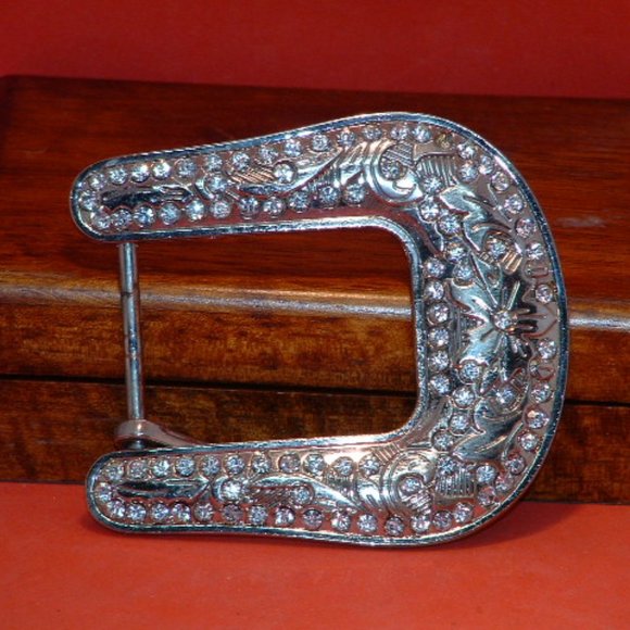 Fancy Rhinestone Metal Belt Buckle - Picture 1 of 2